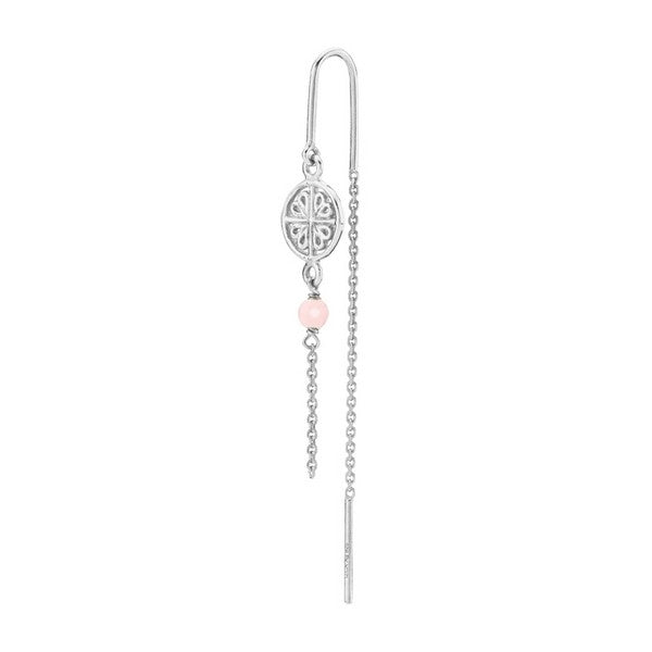 Balance ørering i genbrugssølv med pink ferskvandsperle fra Sistie – elegant og feminint design.